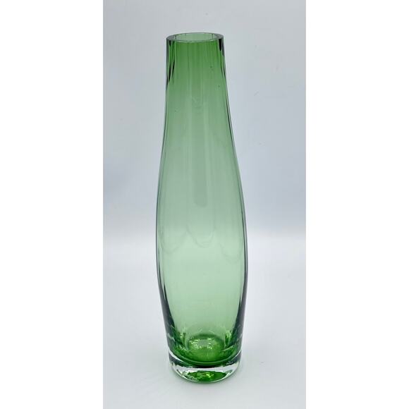 VILLEROY & BOCH Green Optic Ribbed Tapered Fluted Glass Bud Vase